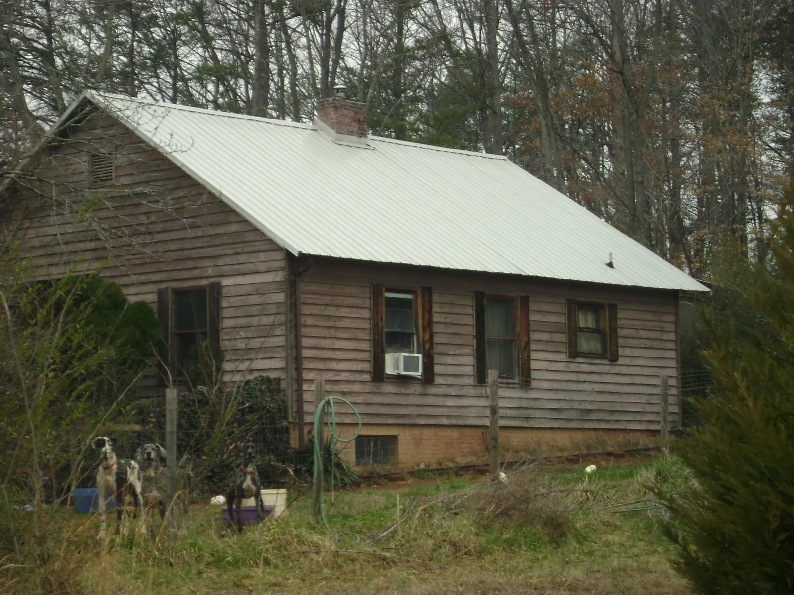 White metal roof on an old wood sided farmhouse, from a Asphalt Shingle Roof Repair job in Cunningham